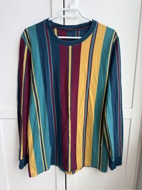 Retro 90s style 100% Cotton Kolby Striped Long Sleeve Skater Streetwear Grunge